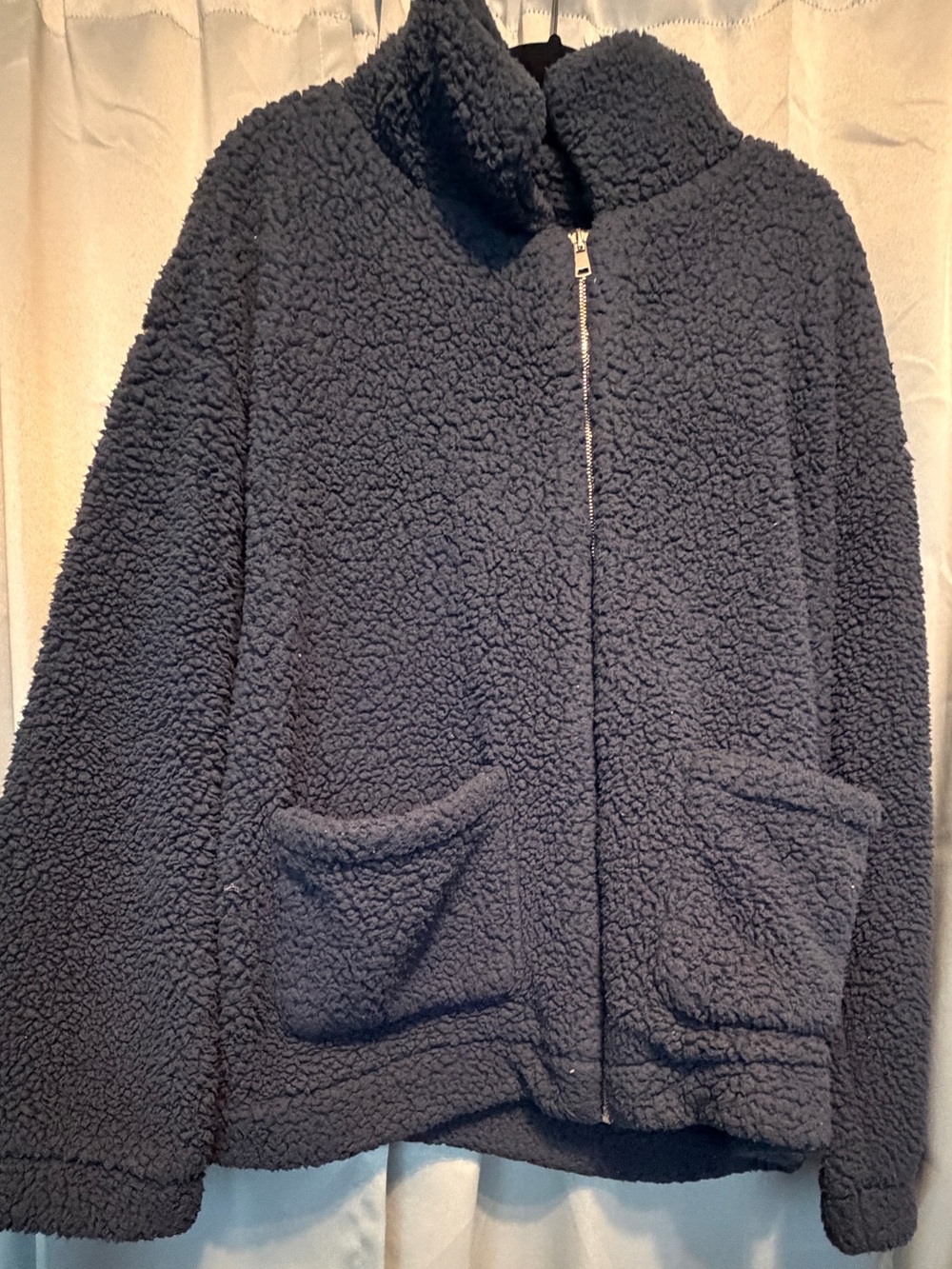 Cozy Women's Faux-Sherpa Zip Jacket - Navy
